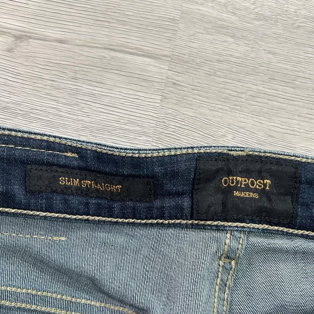 Outpost Makers Slim Straight Jeans Mens 34x30 Blue Stretch Denim Medium Wash